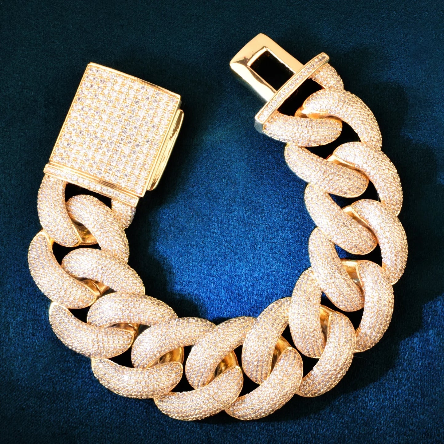 CUC 23mm Big Miami Cuban Chain Mens Hip Hop Bracelet Icy Zircon Gold Color Thick Link Copper Charm Fashion Rock Jewelry For Gift