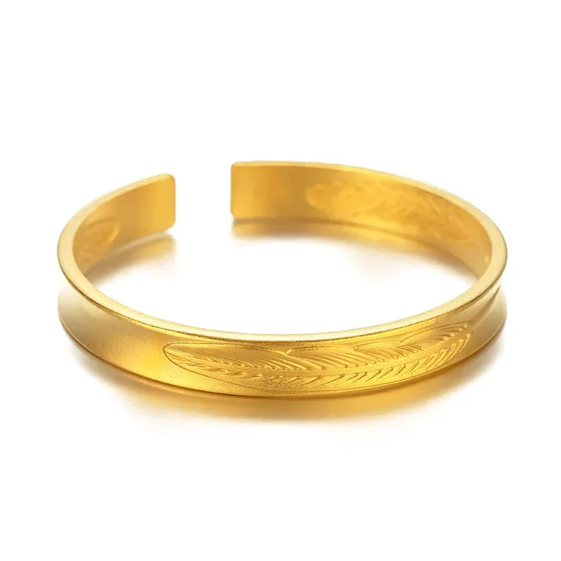 GoldGold Edition Women's Feather Bracelet Fashion Boutique Wind Texture Printing Leaf BraceletL