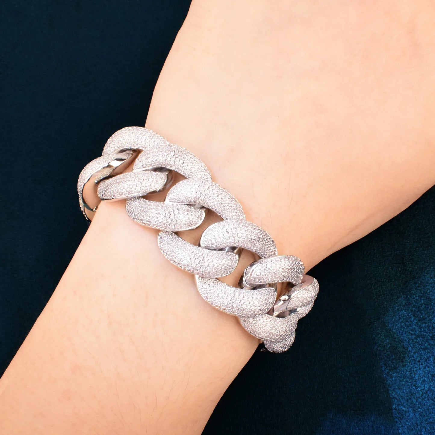 CUC 23mm Big Miami Cuban Chain Mens Hip Hop Bracelet Icy Zircon Gold Color Thick Link Copper Charm Fashion Rock Jewelry For Gift