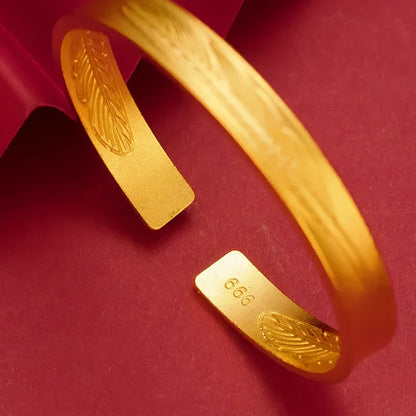 GoldGold Edition Women's Feather Bracelet Fashion Boutique Wind  Texture Printing Leaf BraceletL