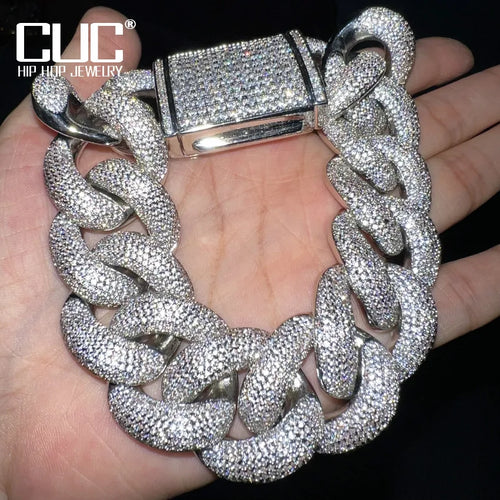 CUC 23mm Big Miami Cuban Chain Mens Hip Hop Bracelet Icy Zircon Gold Color Thick Link Copper Charm Fashion Rock Jewelry For Gift