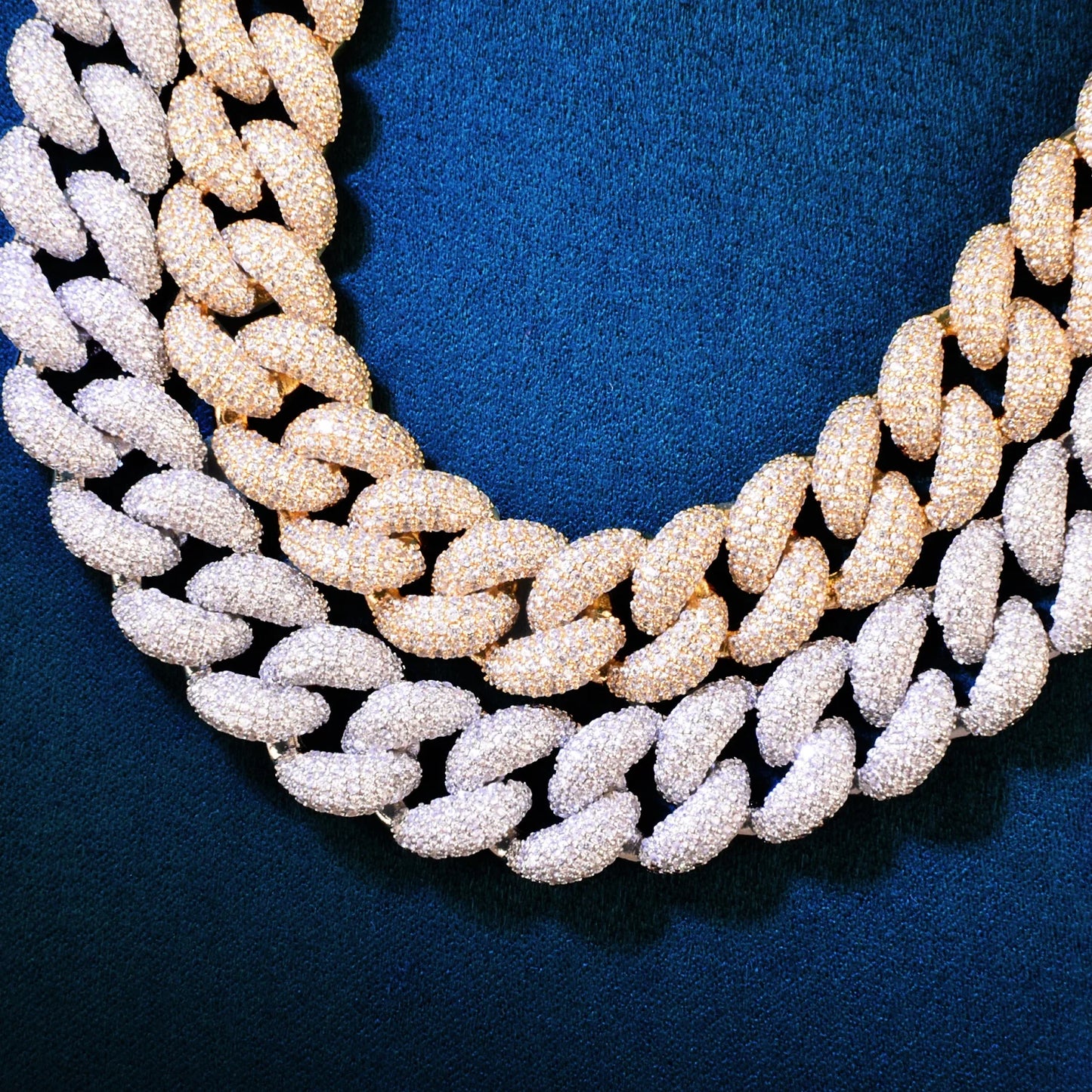 CUC 14mm Iced Out Zircon Miami Cuban Necklace Men's Chain Solid Gold Color Charm HipHop Link Choker Fashion Rock Jewelry