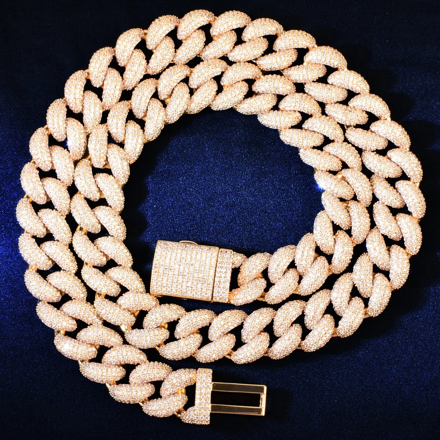 CUC 14mm Iced Out Zircon Miami Cuban Necklace Men's Chain Solid Gold Color Charm HipHop Link Choker Fashion Rock Jewelry