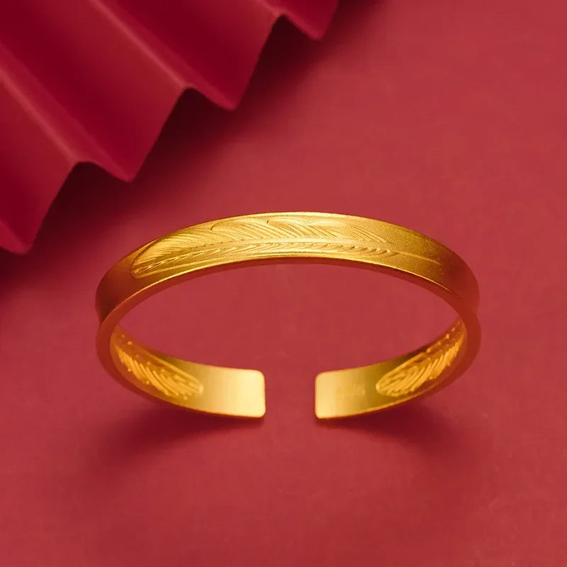 GoldGold Edition Women's Feather Bracelet Fashion Boutique Wind  Texture Printing Leaf BraceletL